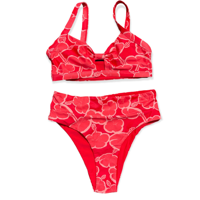 Tahitian Sunrise + Repreve® Red Reversible High Cut Tie Side Full Coverage  Bikini Bottom